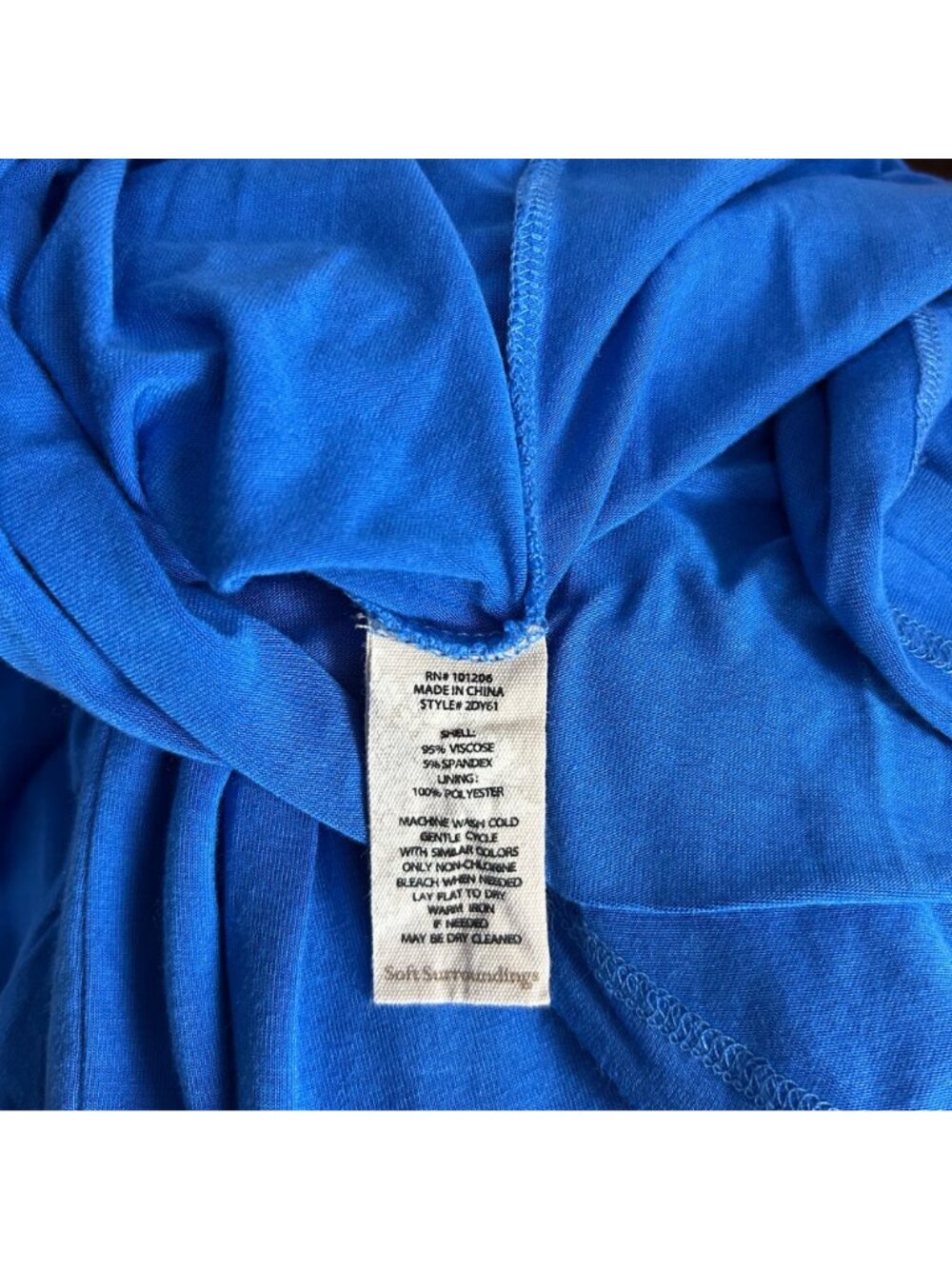 Soft Surroundings Long Blue Knit Maxi Dress Ruched Waist Size Medium Women's - Picture 6 of 7